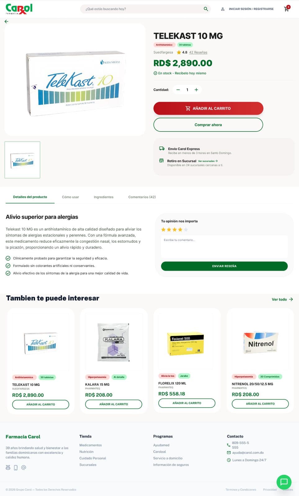 Screenshot del proyecto Farmacia Carol